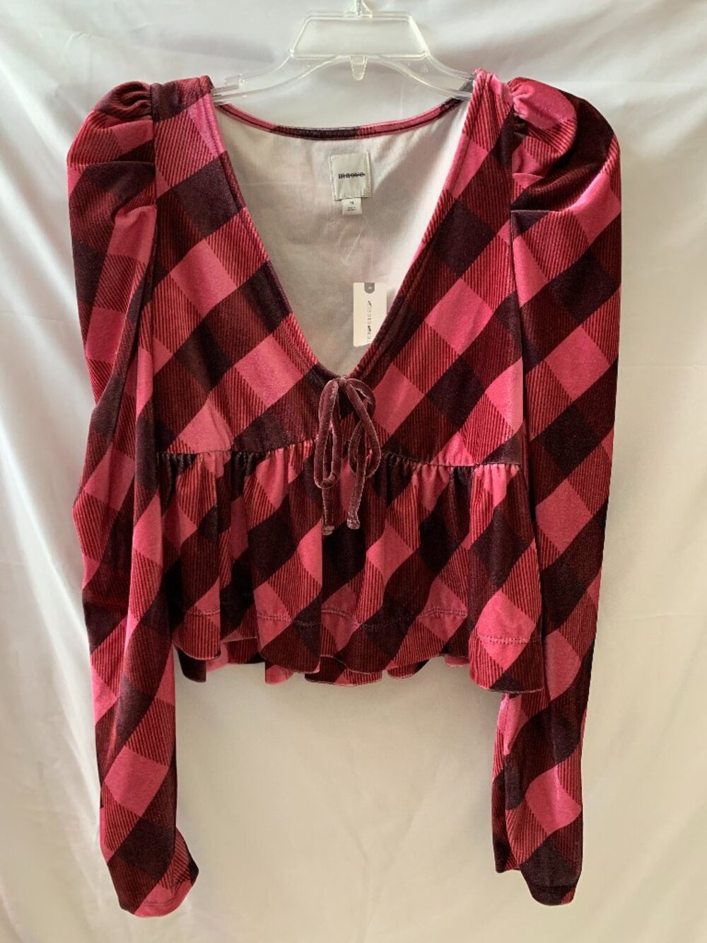 ANTHROPOLOGIE x MAEVE Velvet Babydoll Top in Pink/Rose Sz MEDIUM